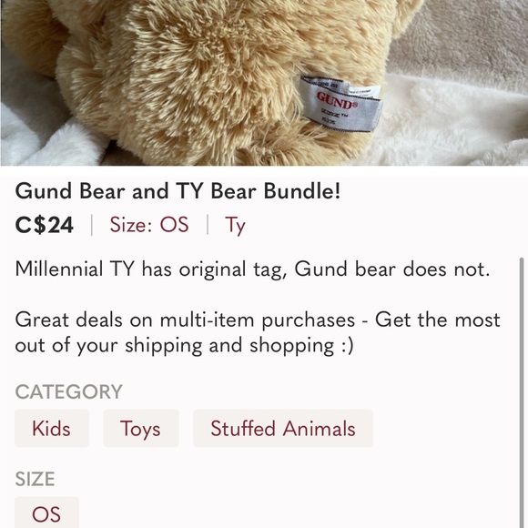 Gund Bear w Bonus TY! - Picture 4 of 4